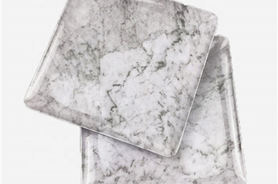 10.2 inch marble print design square melamine plastic plate (5)