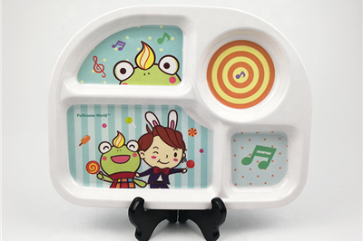 Custom 4 compartmentsmelamine plastic plate For Kids (2)