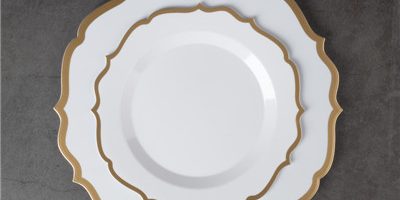 Flower shape disposable plastic dinner plates sets (2)