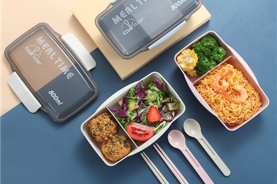 Food grade wheat plastic student portable lunch box (5)