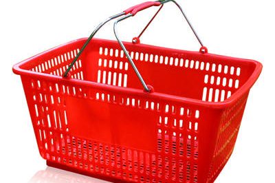 Metal handle supermarket plastic shopping basket (4)