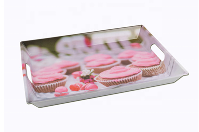Party used rectangular plastic tray with handles (2)