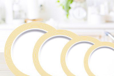 Rose gold disposable party dinner pLastic plate set