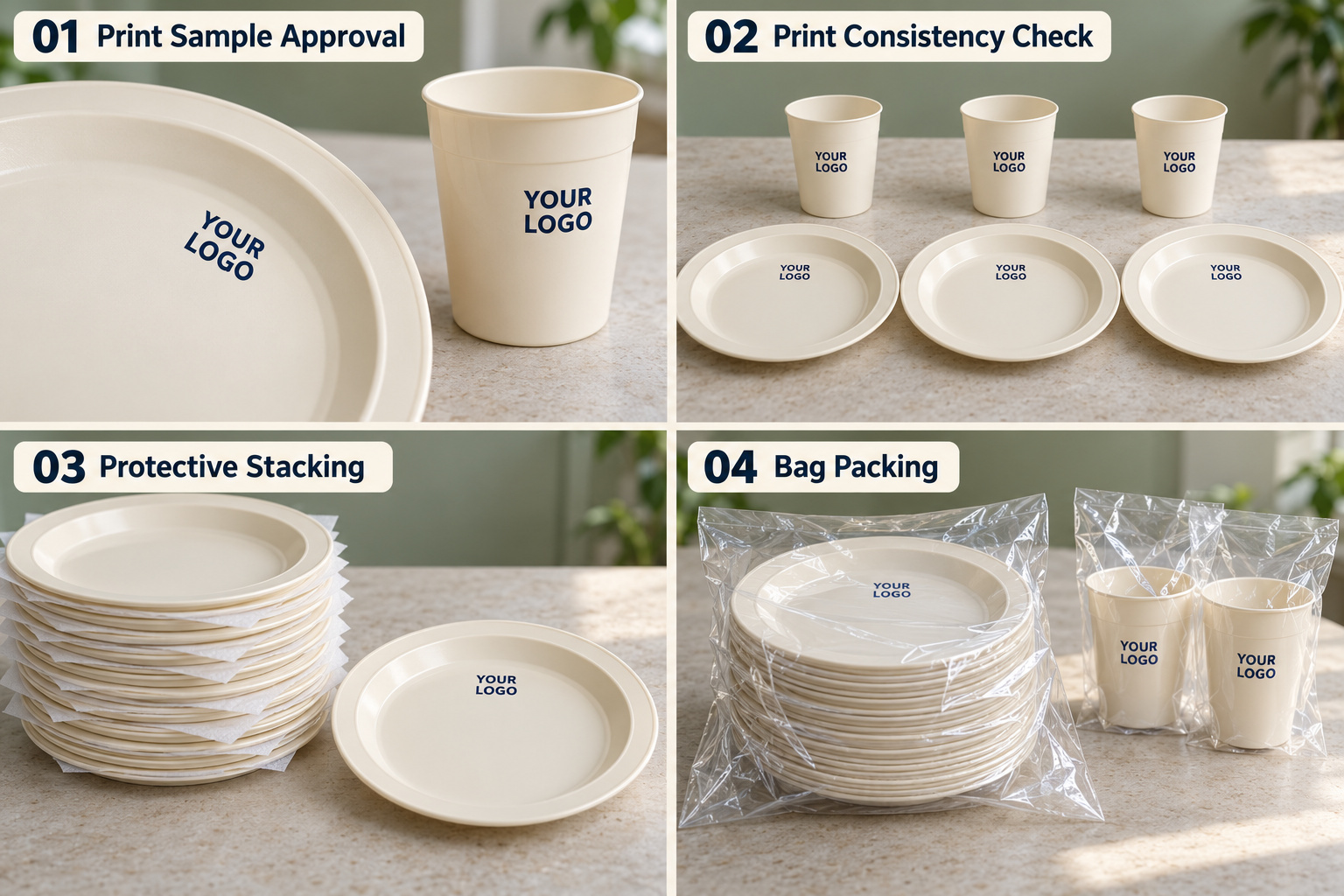 Custom printed plates and cups with quality checks