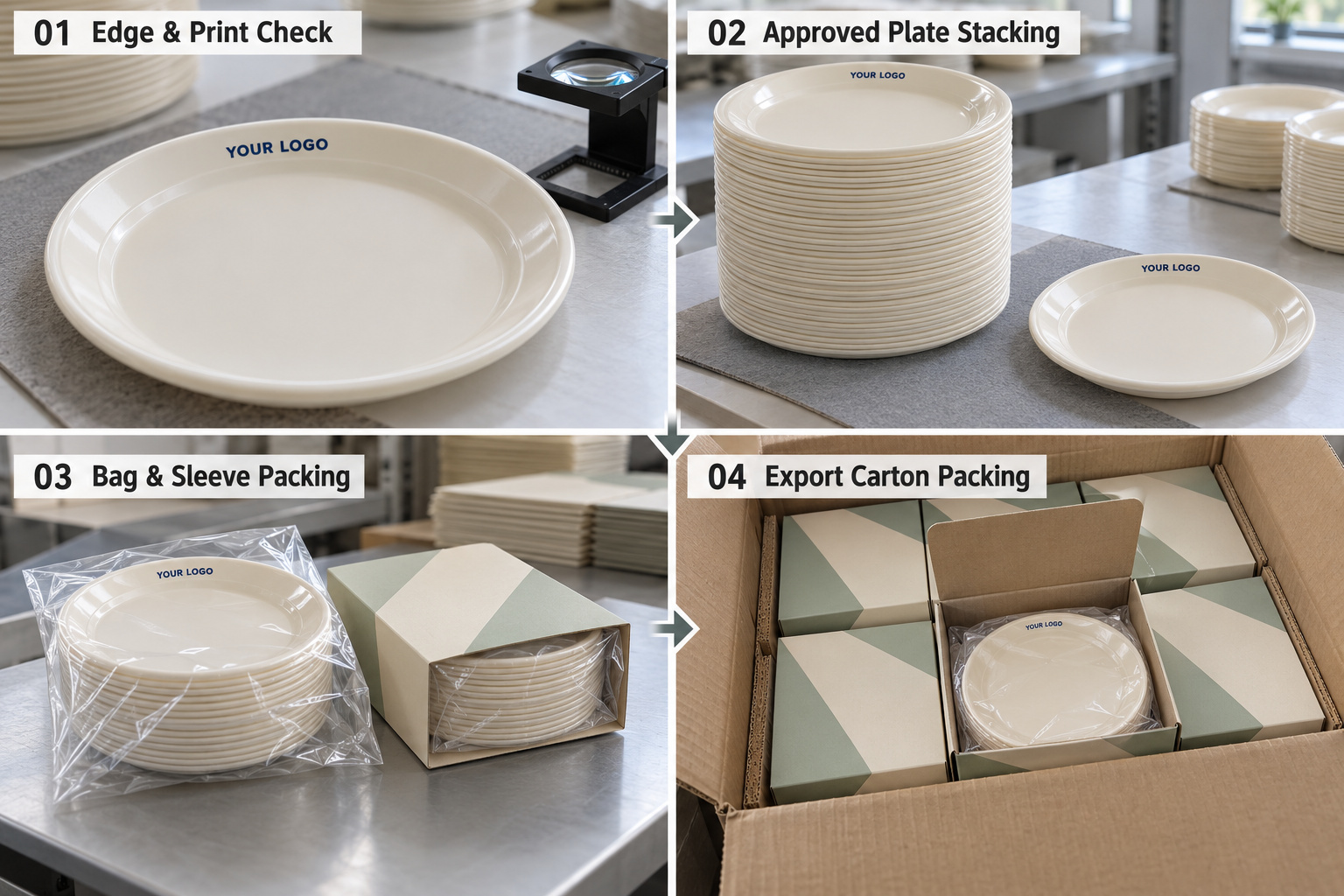 OEM plastic plate inspection and packaging steps