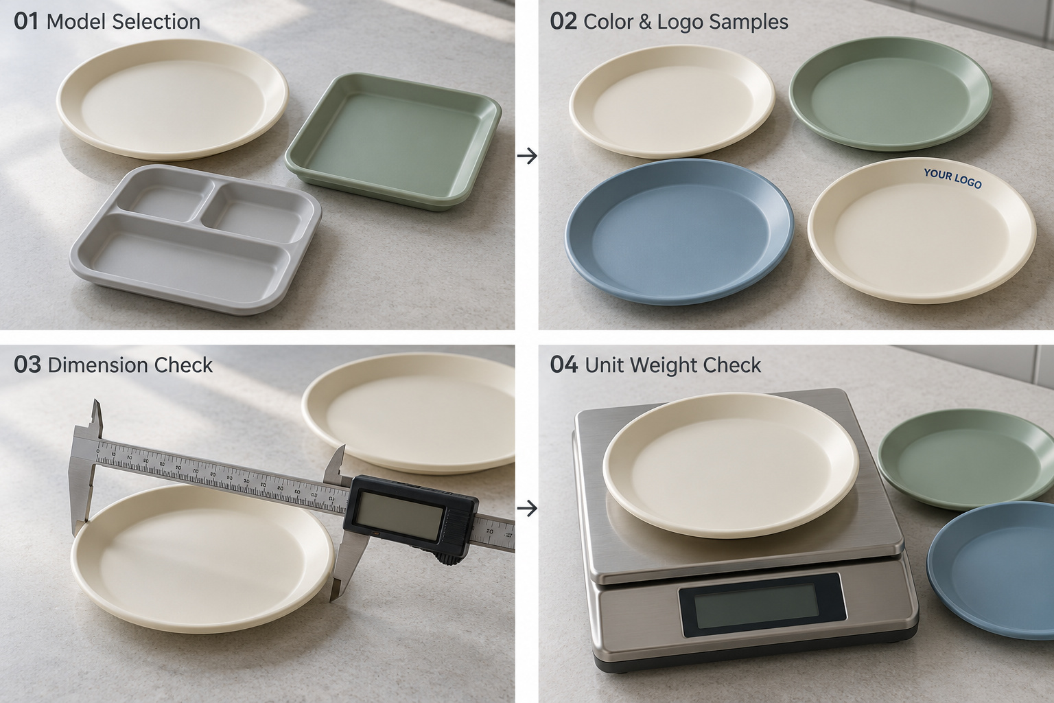 OEM plastic plate samples with color, logo and specification checks