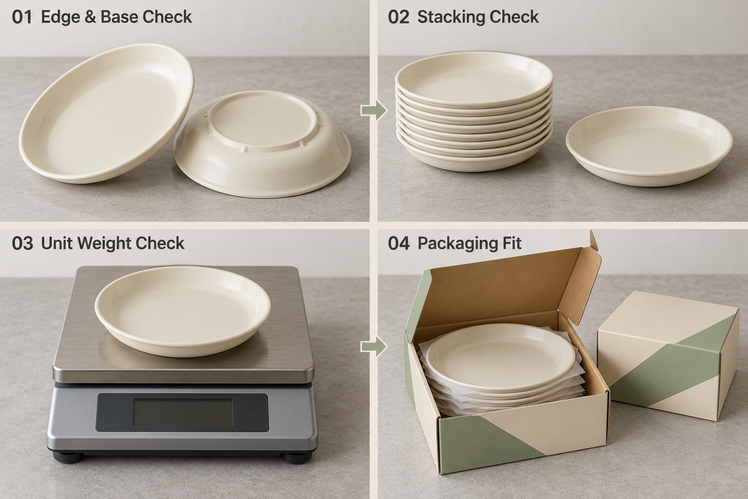 Plastic plate sample checks and packaging fit