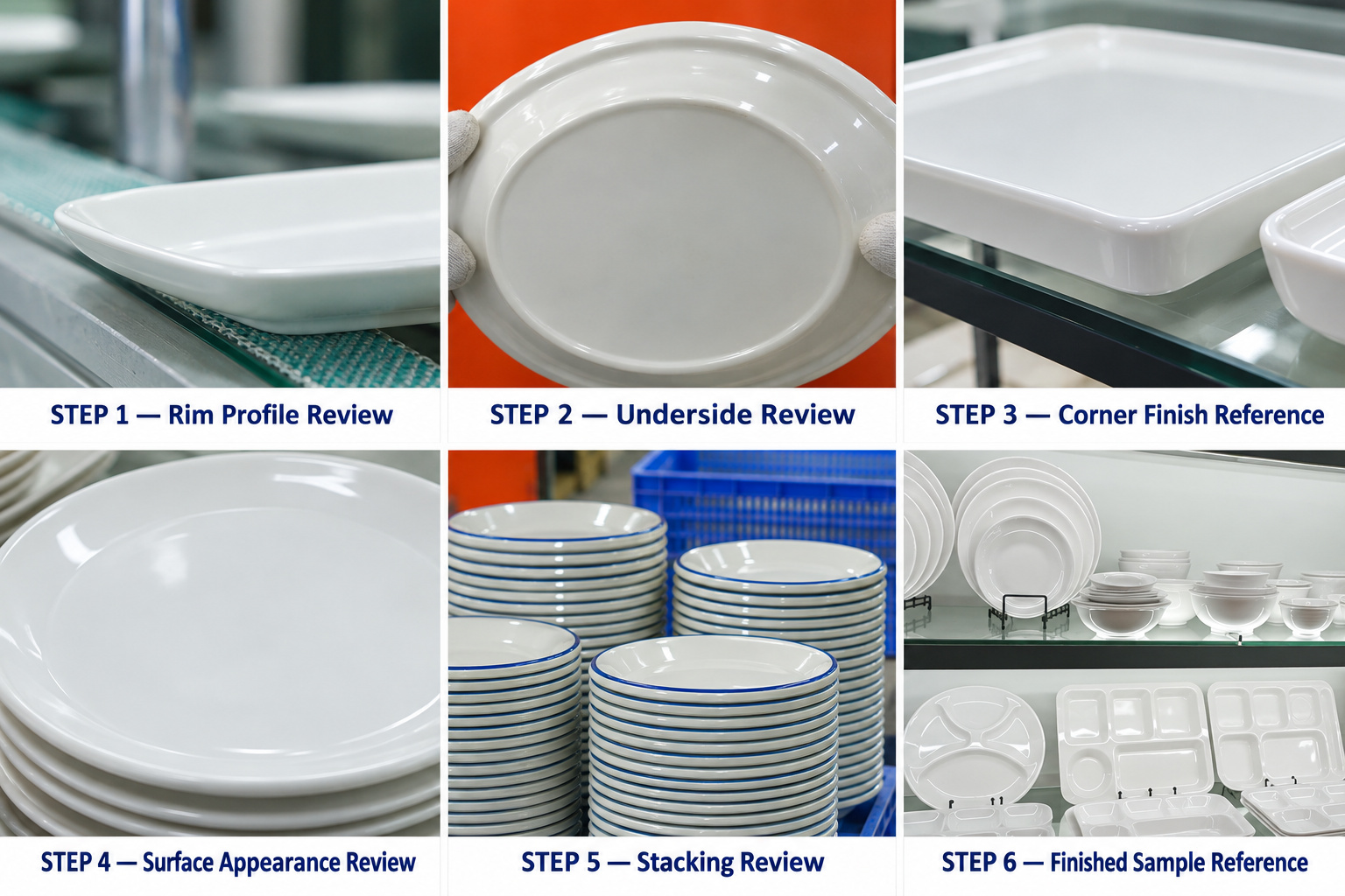 Plasticware rim profiles, underside details, rounded corners, surfaces and plate stacks.